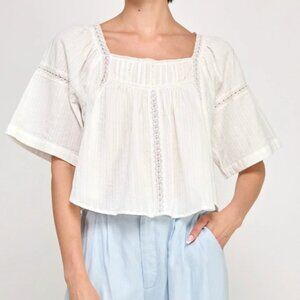 Pearl Bow Back Lace Blouse